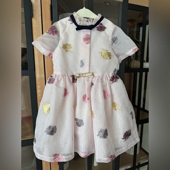 Hucklebones London dress empire bows organza formal metallic blush toddler girls - Picture 9 of 9